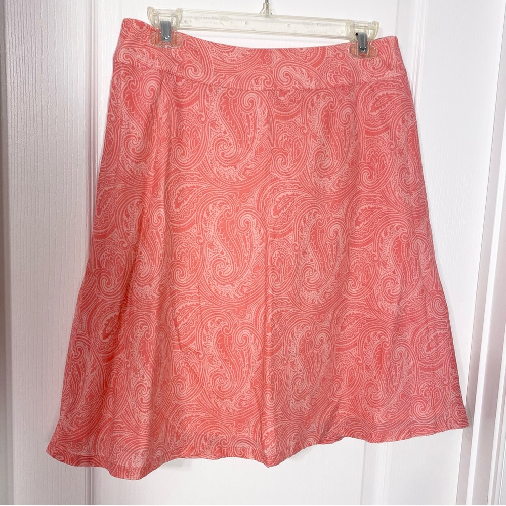 Jones NY Paisley A Line Knee Length Cotton Skirt Pink Size 4